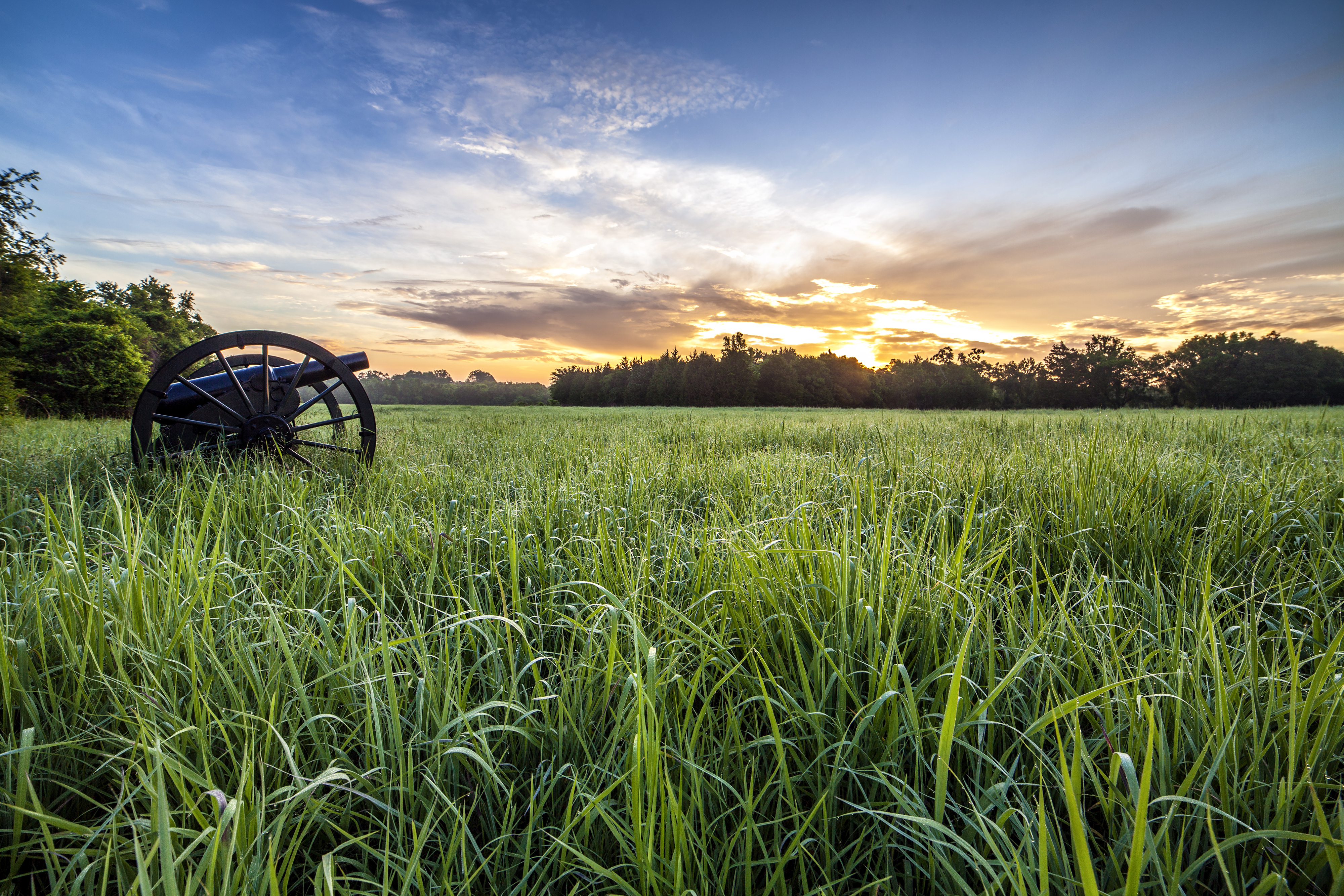 Rifled cannon marks the Union artillery line at Stones River.